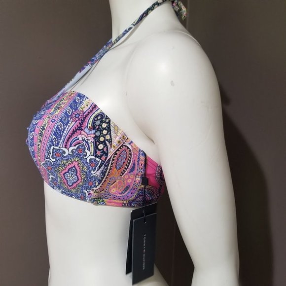 Tommy Hilfiger Paisley-Print Bandeau Bikini Top Size Small - Picture 3 of 9